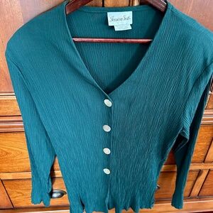Jessica Scott Women's Emerald Green Top Long Sleeves EUC Size M